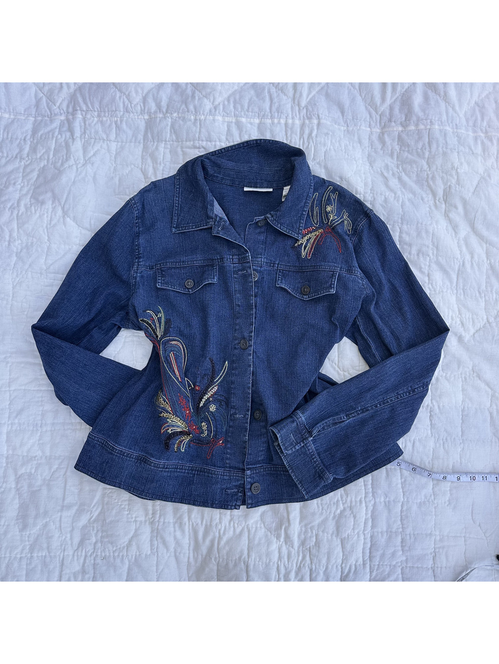 Marsh Landing Embroidered Denim Jacket | Y2K Denim Jacket